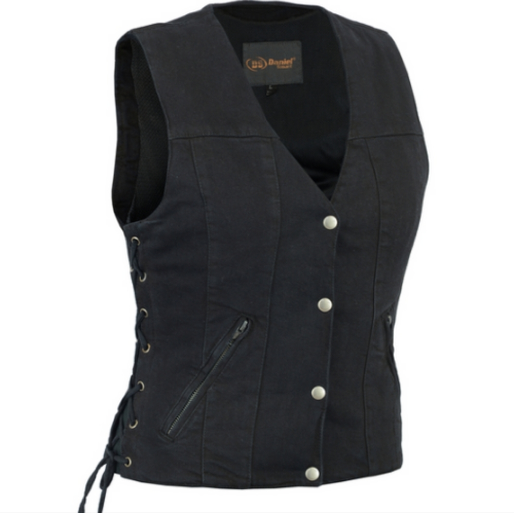 Daniel Smart Women's Denim Biker Vest With Concealed Carry